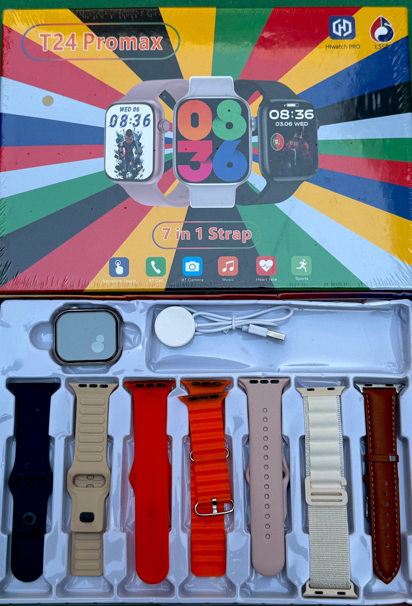 T24 Pro Max Smart Watch 7-in-1 Straps [ Leather Strap ]