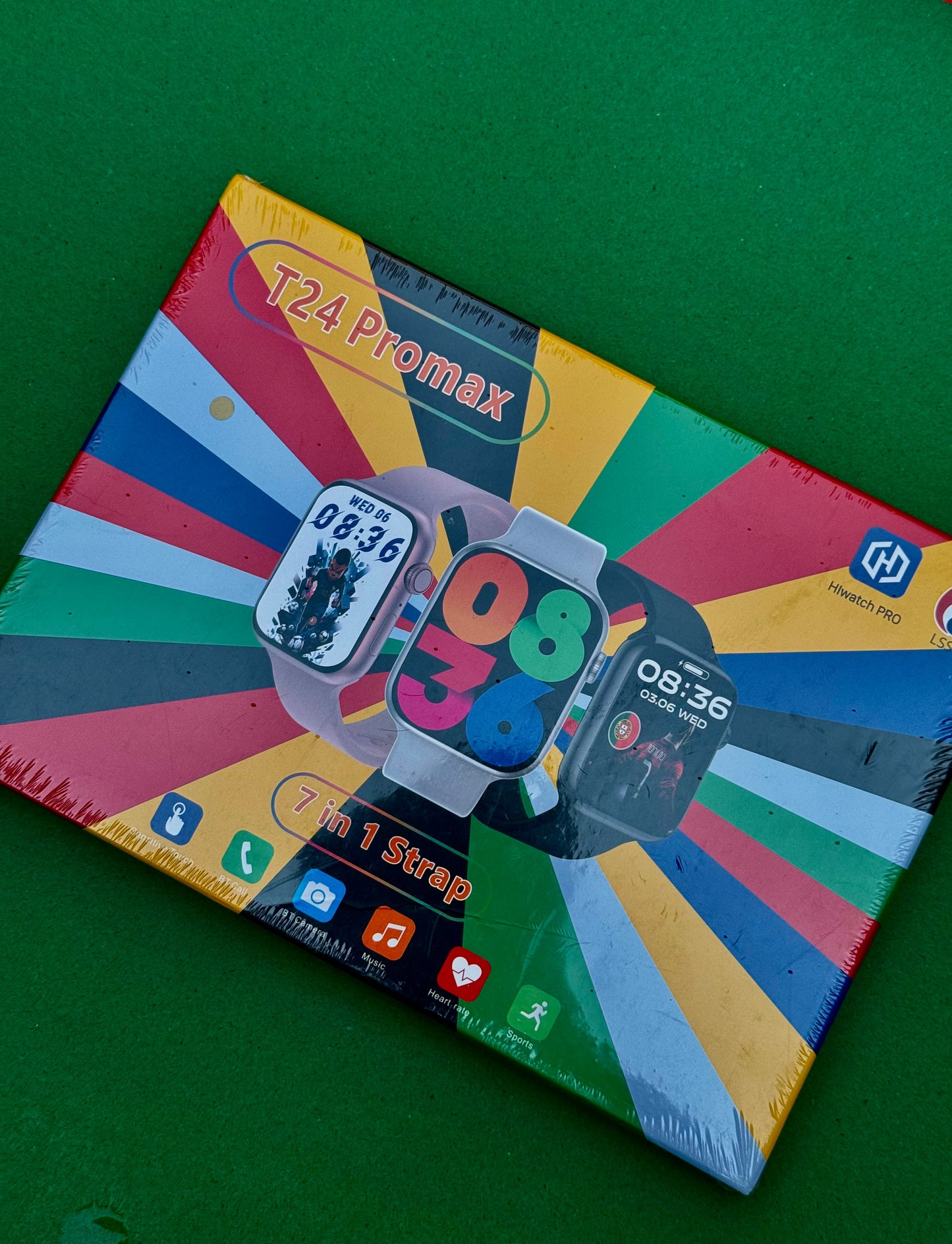 T24 Pro Max Smart Watch 7-in-1 Straps [ Leather Strap ]