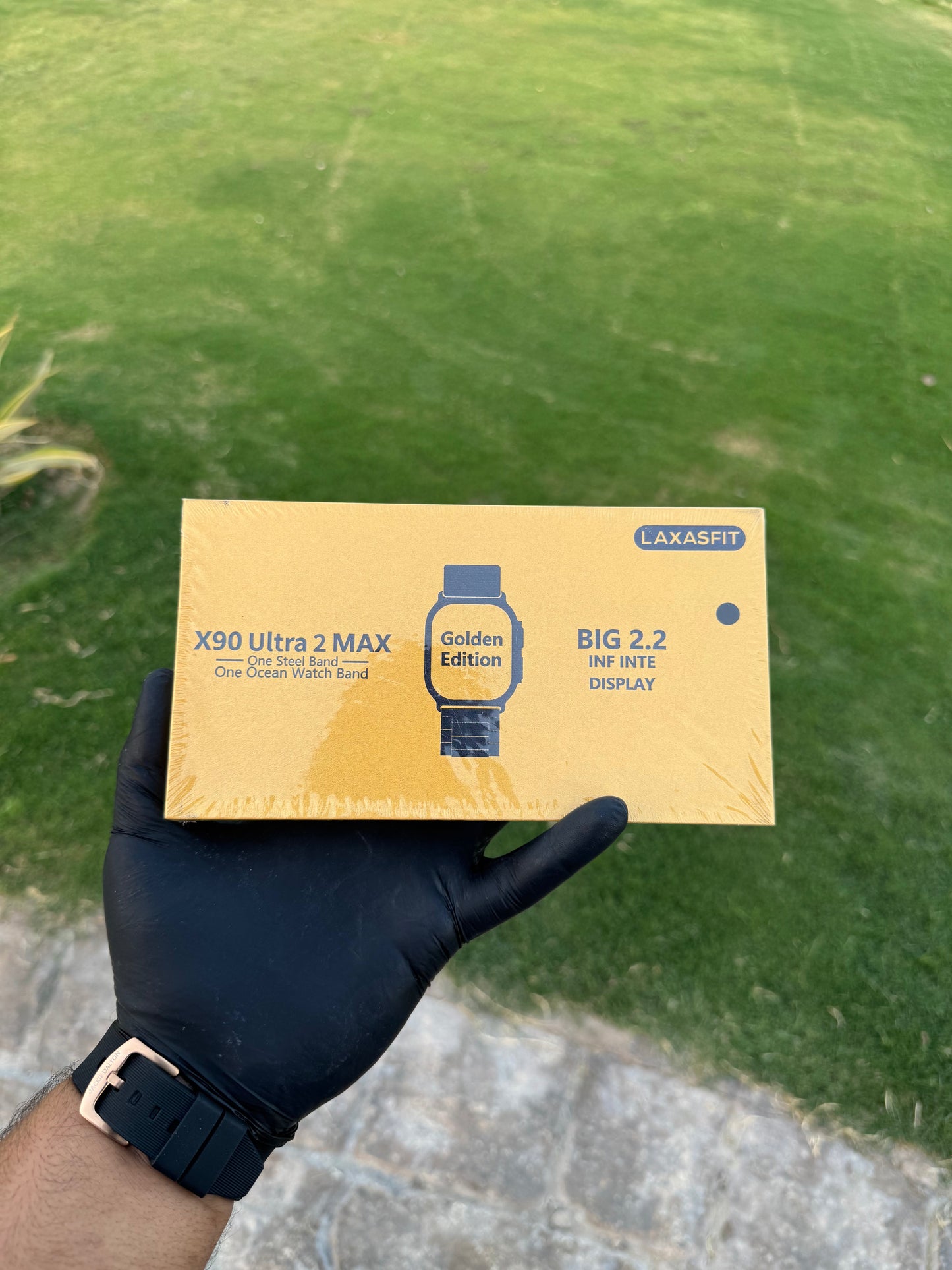 X90 Ultra 2 Golden Watch + Airpods Pro 2 [ANC + Buzzer Active!]