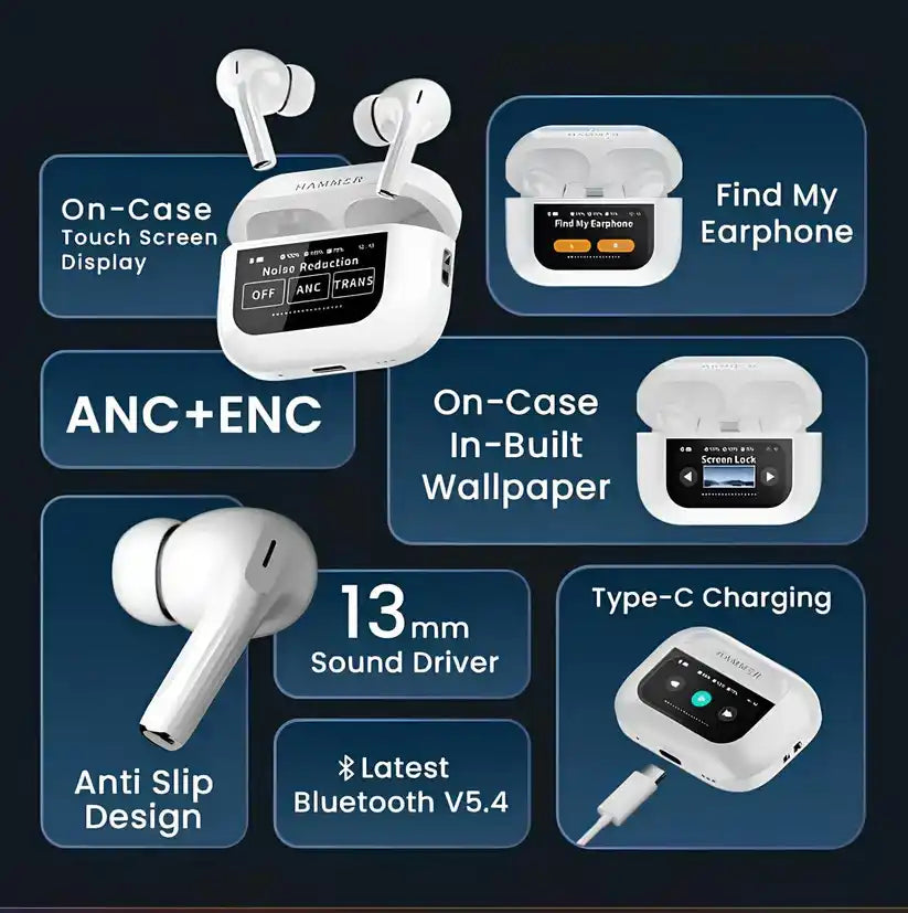 LED SCREEN WIRELESS EARBUDS [ANC] + FREE SILICON CASE!