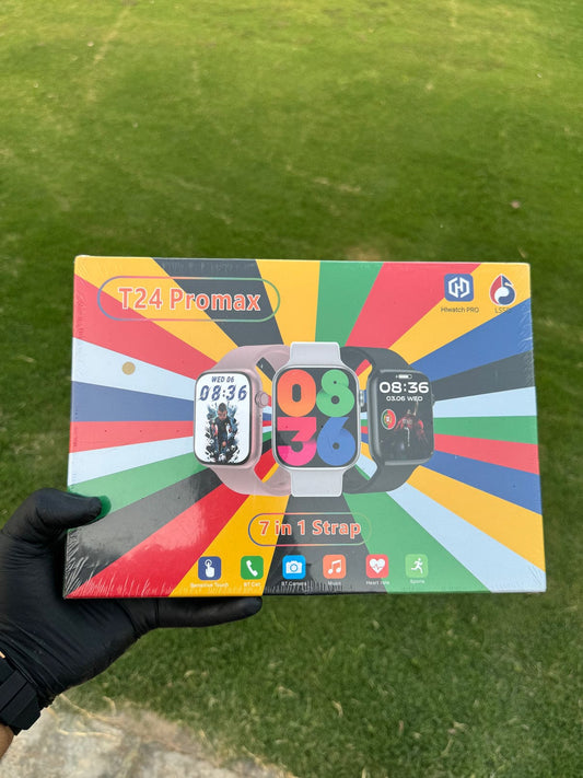 T24 Pro Max Smart Watch 7-in-1 Straps [ Leather Strap ]