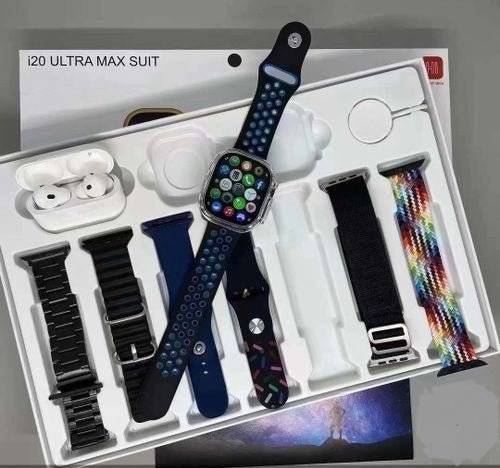 I20 Ultra Max Suit Smartwatch, 10 in 1 Set with AirPods 2, 2.3 - Inch Display - My Store