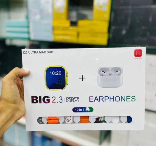 I20 Ultra Max Suit Smartwatch, 10 in 1 Set with AirPods 2, 2.3 - Inch Display - My Store