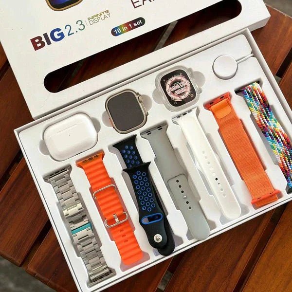 I20 Ultra Max Suit Smartwatch, 10 in 1 Set with AirPods 2, 2.3 - Inch Display - My Store